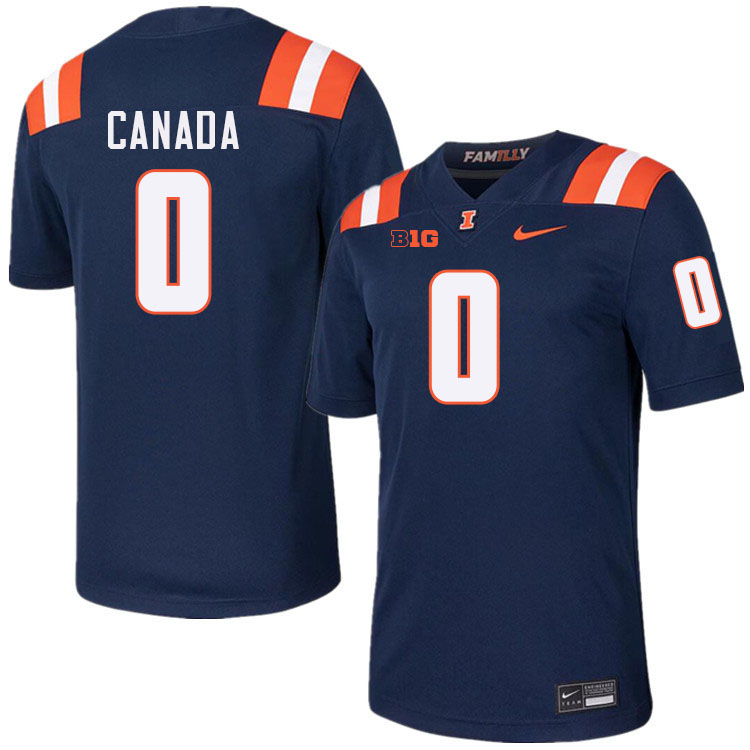 Men #0 Chase Canada Illinois Fighting Illini College Football Jerseys Stitched-Navy